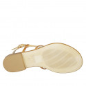 Woman's thong sandal with accessory in orange leather and laminated leather heel 1 - Available sizes:  42, 43