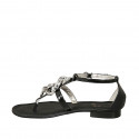 Chaussure ouverte entredoigt pour femmes avec accessoire en cuir verni et cuir noir talon 1 - Pointures disponibles:  42, 43