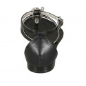 Chaussure ouverte entredoigt pour femmes avec accessoire en cuir verni et cuir noir talon 1 - Pointures disponibles:  42, 43