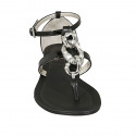 Chaussure ouverte entredoigt pour femmes avec accessoire en cuir verni et cuir noir talon 1 - Pointures disponibles:  42, 43