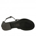 Chaussure ouverte entredoigt pour femmes avec accessoire en cuir verni et cuir noir talon 1 - Pointures disponibles:  42, 43