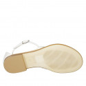 Woman's  thong open shoe with accessory in white patent leather and leather heel 1 - Available sizes:  43