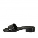 Zapato mule para mujer en piel imprimida negra tacon 2 - Tallas disponibles:  33, 42