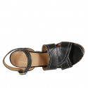 Sandalia para mujer en piel negra con cinturon, plataforma y tacon trensado 10 - Tallas disponibles:  31, 42