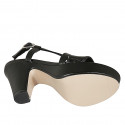 Sandalia para mujer en piel imprimida negra con cinturon cruzado, plataforma y tacon 10 - Tallas disponibles:  42