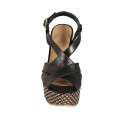 Sandale pour femmes en cuir noir avec courroie croisé, plateforme et talon tressé 12 - Pointures disponibles:  31, 43