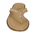 Woman's thong mules with studs in beige suede heel 2 - Available sizes:  42