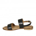Sandale pour femmes en cuir noir talon 2 - Pointures disponibles:  32, 33