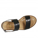 Sandale pour femmes en cuir noir talon 2 - Pointures disponibles:  32, 33