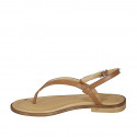 Woman's thong sandal in brown leather heel 2 - Available sizes:  32