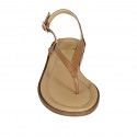 Sandalo infradito da donna in pelle marrone cuoio tacco 2 - Misure disponibili: 32