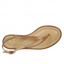Woman's thong sandal in brown leather heel 2 - Available sizes:  32