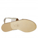 Sandale pour femmes en cuir lamé platine et daim beige talon 2 - Pointures disponibles:  32