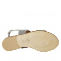 Sandale pour femmes en cuir lamé argent et daim gris talon 2 - Pointures disponibles:  32, 33, 42, 43