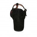 Zapato abierto para mujer con cinturon salomé en gamuza negra tacon 5 - Tallas disponibles:  34