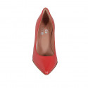Woman's pointy pump shoe in red-colored leather heel 8 - Available sizes:  42