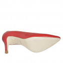 Zapato de salon puntiagudo en piel de color rojo para mujer tacon 8 - Tallas disponibles:  42