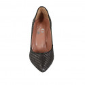 Zapato de salon puntiagudo para mujer en piel y tejido trensado negro tacon 8 - Tallas disponibles:  34