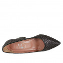 Zapato de salon puntiagudo para mujer en piel y tejido trensado negro tacon 8 - Tallas disponibles:  34