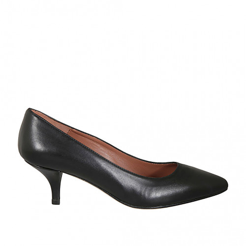 Escarpin à bout pointu pour femmes en cuir noir talon 5 - Pointures disponibles:  32