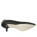 Woman's pointy pump in black leather heel 5 - Available sizes:  32