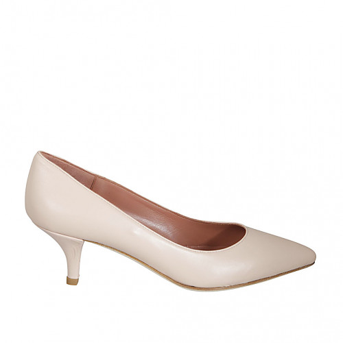 pointy pump shoe in nude leather heel 
