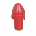 Escarpin à bout pointu pour femmes en cuir rouge talon carré 8 - Pointures disponibles:  33, 42
