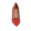 Woman's pointy pump shoe in red leather block heel 8 - Available sizes:  33, 42