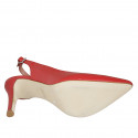 Zapato destalonado para mujer en piel color rojo tacon 8 - Tallas disponibles:  32