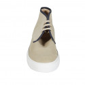 Man's laced shoe with removable insole in beige and blue suede - Available sizes:  47, 48