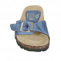 Woman's mules in light blue leather with buckle wedge heel 2 - Available sizes:  42