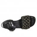 Woman's strap sandal with studs in black leather and pierced leather heel 3 - Available sizes:  33
