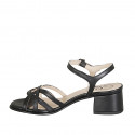 Sandale pour femmes avec courroie en cuir noir talon 4 - Pointures disponibles:  43, 44, 45
