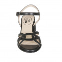 Sandalo da donna con cinturino in pelle nera tacco 4 - Misure disponibili: 44