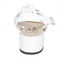 Woman's sandal with strap and knot in white and silver leather heel 4 - Available sizes:  43