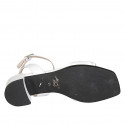 Sandale pour femmes avec courroie et nœud en cuir blanc et argent talon 4 - Pointures disponibles:  43