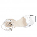 Sandale pour femmes avec courroie et nœud en cuir blanc et argent talon 4 - Pointures disponibles:  43