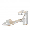 Woman's open shoe with strap in silver laminated leather heel 4 - Available sizes:  45