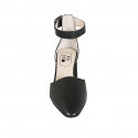 Woman's pointy open shoe with strap and elastic band in black leather heel 5 - Available sizes:  45