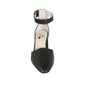 Zapato abierto puntiagudo con cinturon y elastico para mujer en piel negra tacon 5 - Tallas disponibles:  45