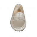 Woman's loafer in platinum laminated leather - Available sizes:  42, 43