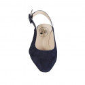 ﻿Woman's slingback pump in blue suede and printed leather heel 3 - Available sizes:  33, 34