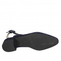 Chaussure ouverte à l'arrière pour femmes en daim et cuir imprimé bleu talon 3 - Pointures disponibles:  33, 34