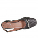 Woman's slingback pump in black braided raffia and leather with accessory heel 4 - Available sizes:  34