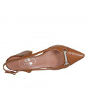 Woman's slingback pump in tan brown leather with accessory heel 8 - Available sizes:  42