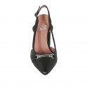 Zapato destalonado para mujer en piel negra con accesorio tacon 8 - Tallas disponibles:  32, 34