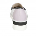 Mocassin pour femmes en cuir blanc, lavande et bleu talon compensé 4 - Pointures disponibles:  42, 43