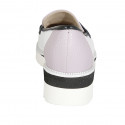 Woman's loafer in white, lavender and blue leather wedge heel 4 - Available sizes:  42, 43