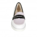 Mocassin pour femmes en cuir blanc, lavande et bleu talon compensé 4 - Pointures disponibles:  42