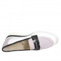 Mocassin pour femmes en cuir blanc, lavande et bleu talon compensé 4 - Pointures disponibles:  42